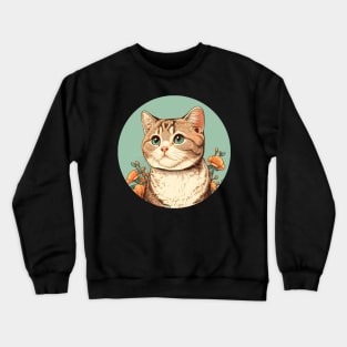 Purrfect Cat Flower - Love Pastel Fat Cat Crewneck Sweatshirt